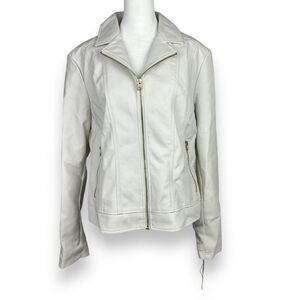 NWT Marc New York White Faux Leather Jacket Size XL